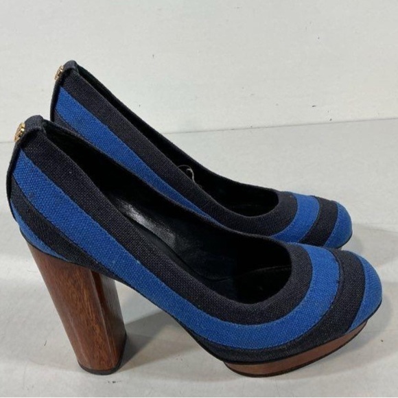 Tory Burch Blue and Black Heels - Picture 2 of 5